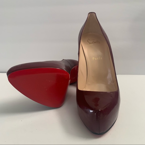 Christian Louboutin Rolando 120 Platform Pump Patent Leather Red Heels 39.5 9 7 - Picture 8 of 12